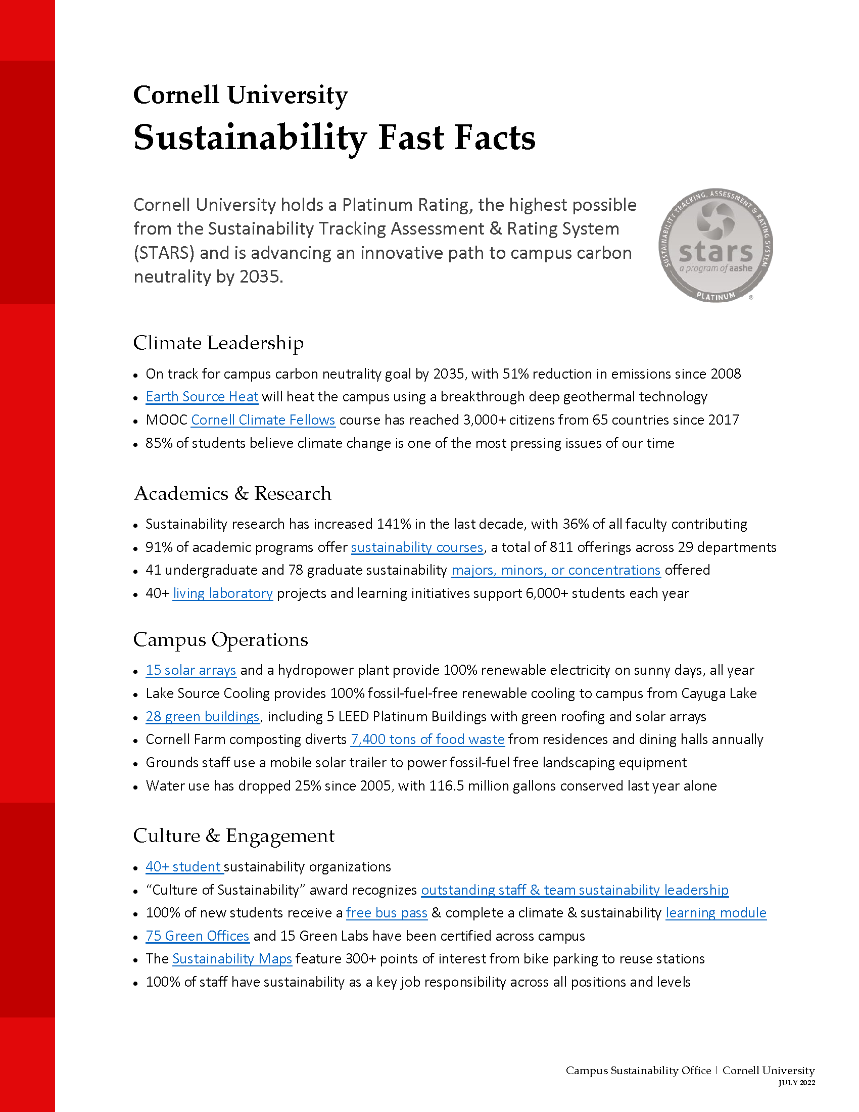 PDF of Cornell Fast Facts on Sustainability