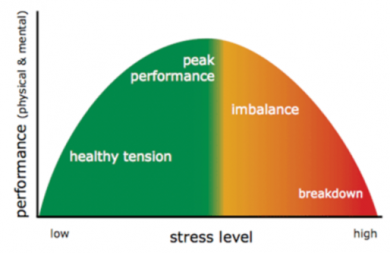 Low and medium stress levels boost performance. High stress levels causes mental and physical health problems.