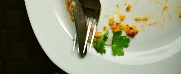 Empty plate with food residue