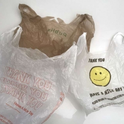 White, clear, and brown plastic bags