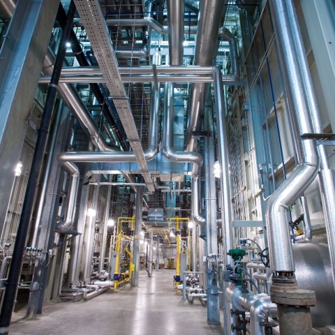 Interior of the combined heat and power plant at Cornell