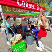Students sorting their compost and recycling 