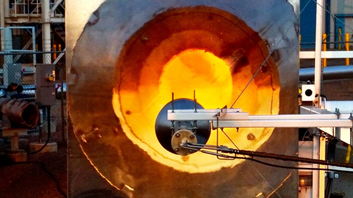 Dimension Energy demonstrates their reactor where carbon dioxide meets sunlight to create environmentally friendly fuel.