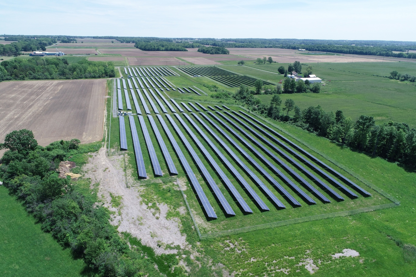 Large solar array owned by Cornell as seen from above