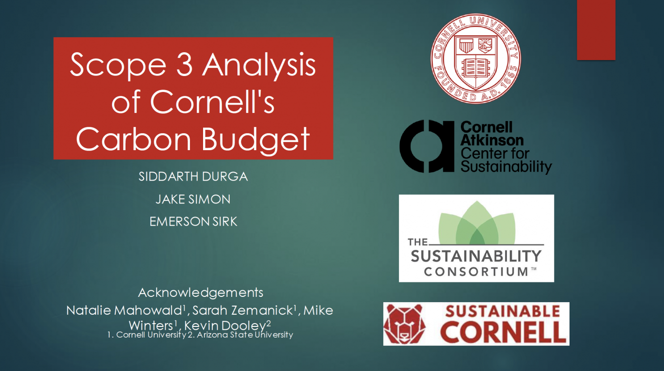 "Scope 3 analysis of Cornell's Carbon budget."