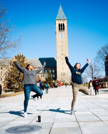 Members of Cornell Bhangra dance on Ho Plaza to entice people to attend "Pao Bhangra XVIII: